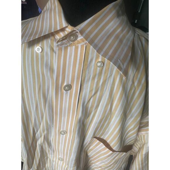 Daniel Cremieux Yellow Striped Silk Button-Down Shirt – Men’s Large - Picture 3 of 6